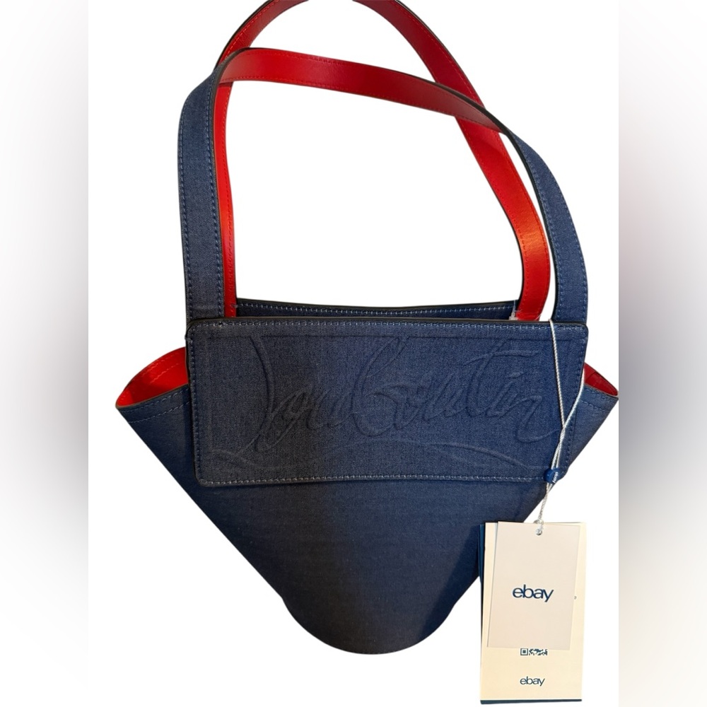 Authenticated Christian Louboutin Denim Loubishore tote bag